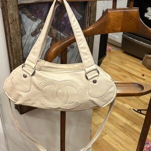 Chic Cream Designer Shoulder Bag